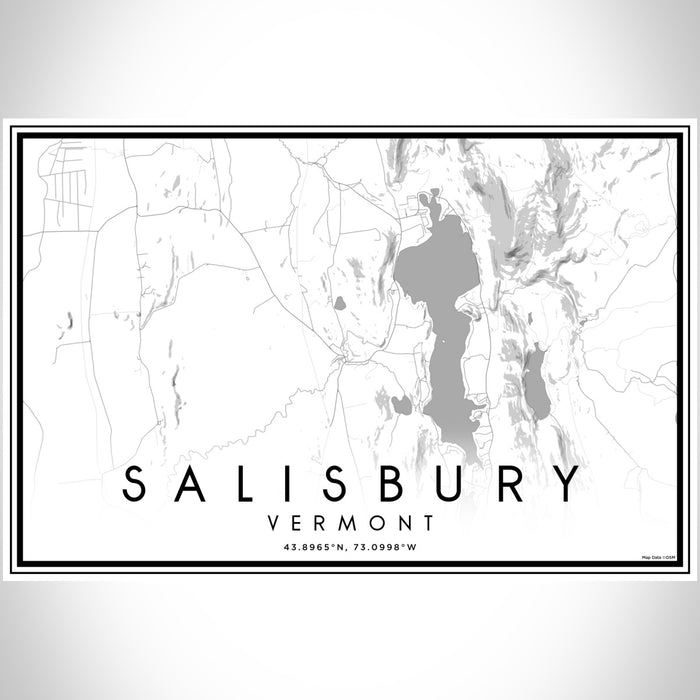 Salisbury Vermont Map Print Landscape Orientation in Classic Style With Shaded Background