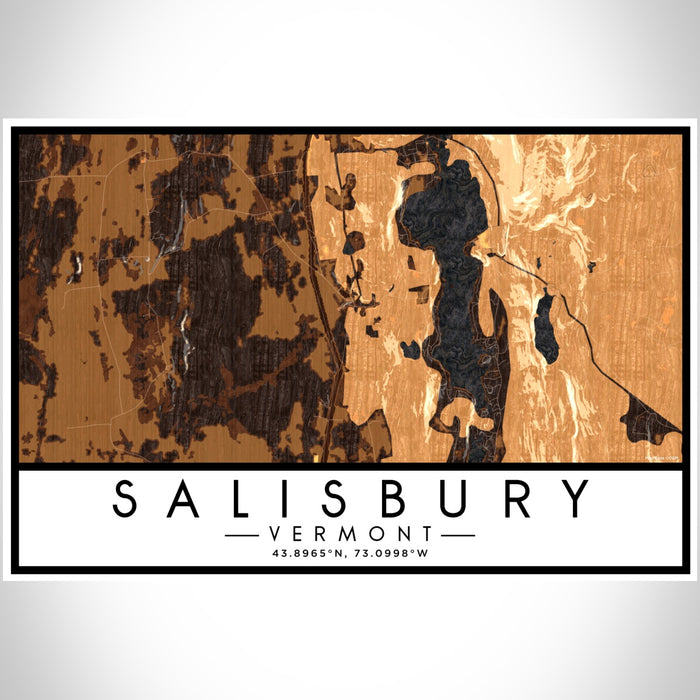 Salisbury Vermont Map Print Landscape Orientation in Ember Style With Shaded Background