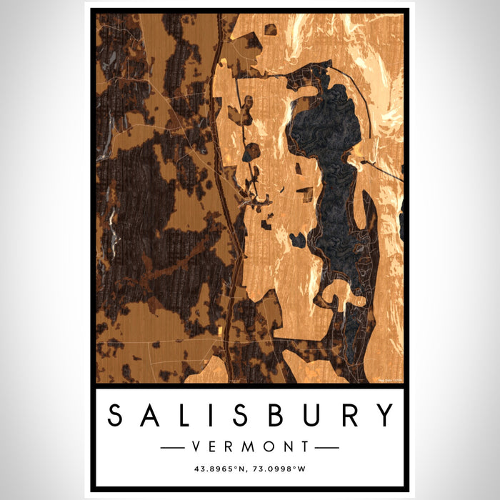 Salisbury Vermont Map Print Portrait Orientation in Ember Style With Shaded Background