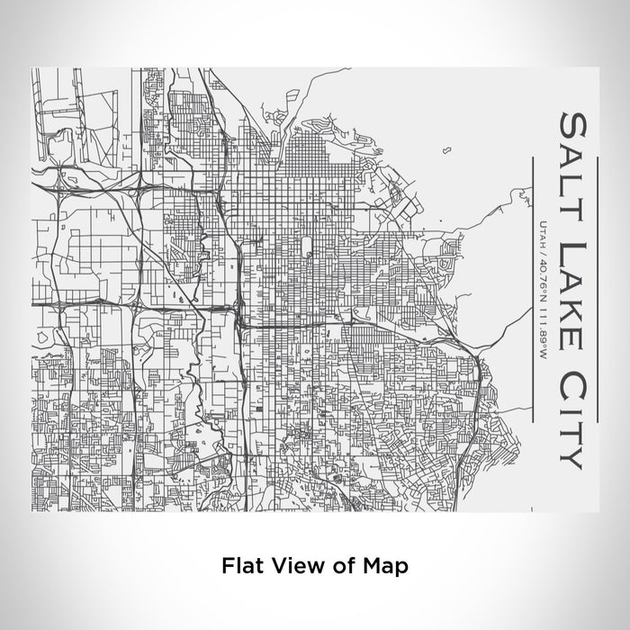 Rendered View of Salt Lake City Utah Map Engraving on 20oz Stainless Steel Insulated Bottle with Bamboo Top in White