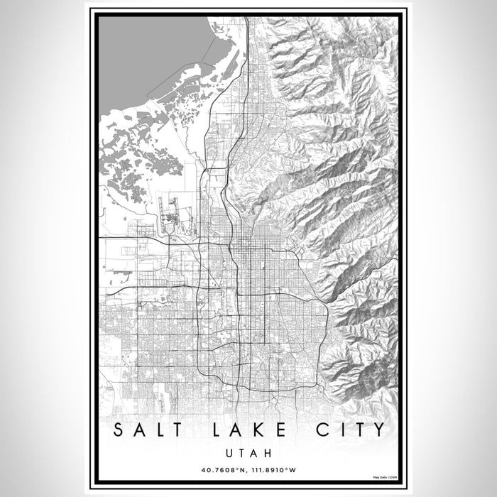 Salt Lake City Utah Map Print Portrait Orientation in Classic Style With Shaded Background