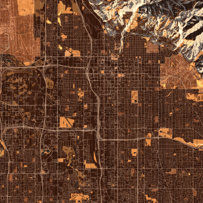 Salt Lake City Utah Map Print in Ember Style Zoomed In Close Up Showing Details