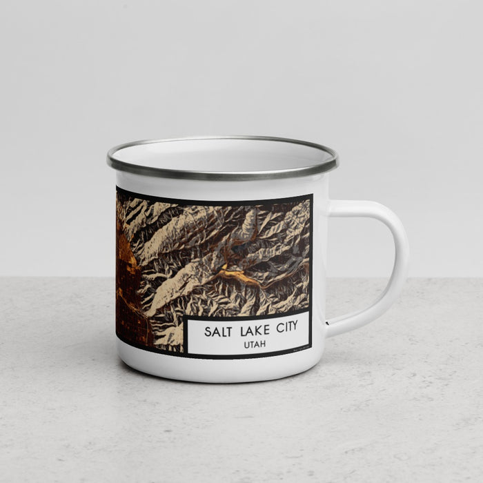 Right View Custom Salt Lake City Utah Map Enamel Mug in Ember