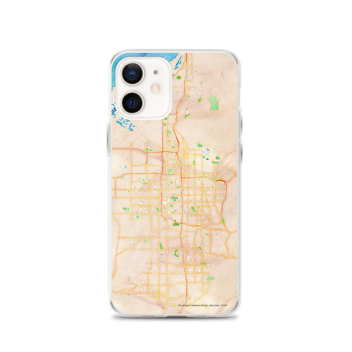 Custom Salt Lake City Utah Map iPhone 12 Phone Case in Watercolor