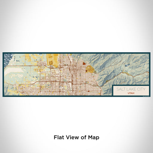 Flat View of Map Custom Salt Lake City Utah Map Enamel Mug in Woodblock