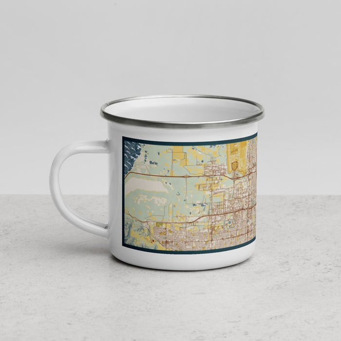 Left View Custom Salt Lake City Utah Map Enamel Mug in Woodblock
