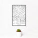 12x18 Salt Pond Mountain Virginia Map Print Portrait Orientation in Classic Style With Small Cactus Plant in White Planter