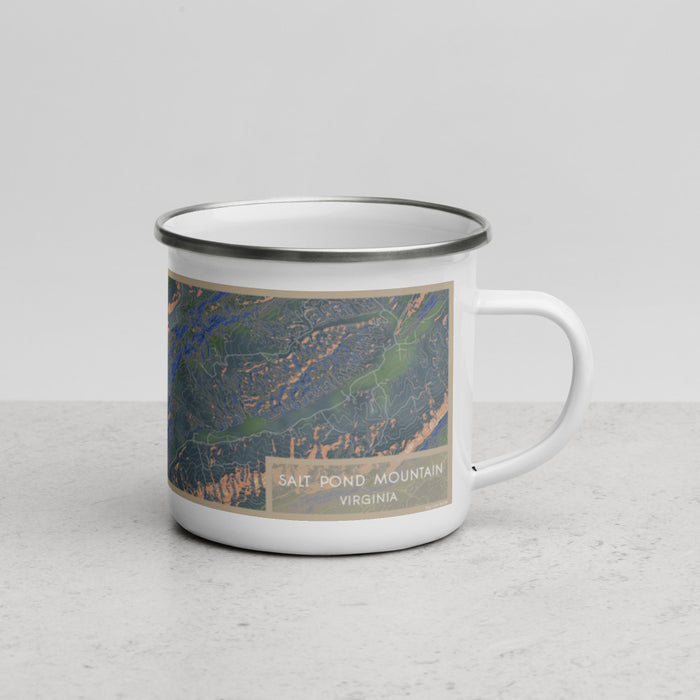 Right View Custom Salt Pond Mountain Virginia Map Enamel Mug in Afternoon