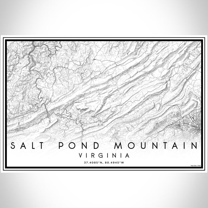 Salt Pond Mountain Virginia Map Print Landscape Orientation in Classic Style With Shaded Background