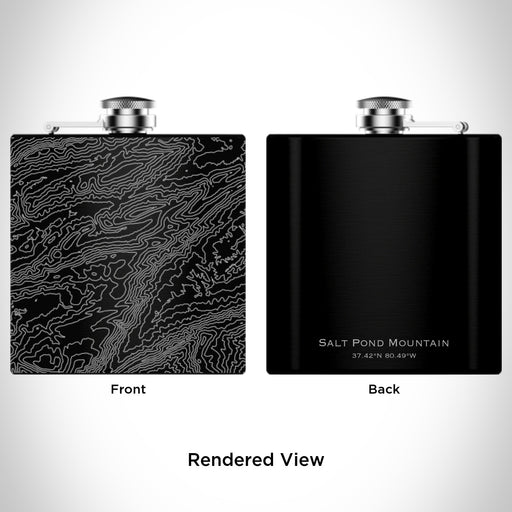Rendered View of Salt Pond Mountain Virginia Map Engraving on 6oz Stainless Steel Flask in Black