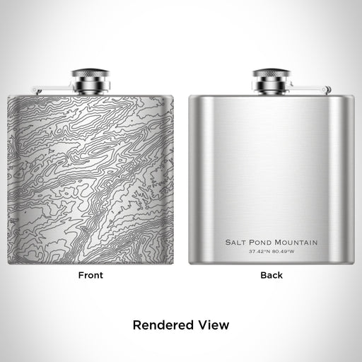 Rendered View of Salt Pond Mountain Virginia Map Engraving on 6oz Stainless Steel Flask