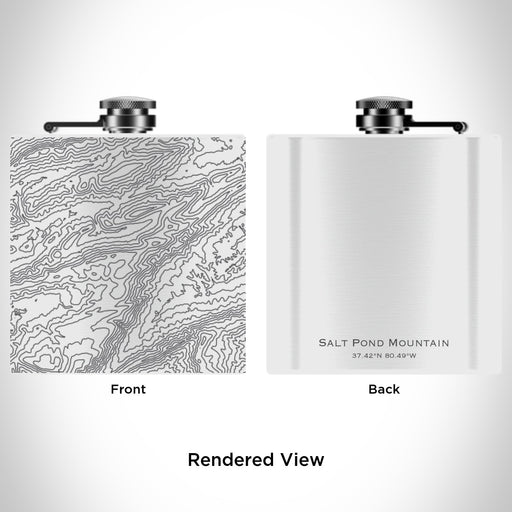 Rendered View of Salt Pond Mountain Virginia Map Engraving on 6oz Stainless Steel Flask in White