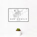 12x18 San Angelo Texas Map Print Landscape Orientation in Classic Style With Small Cactus Plant in White Planter