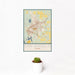 12x18 San Angelo Texas Map Print Portrait Orientation in Woodblock Style With Small Cactus Plant in White Planter