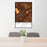 24x36 San Angelo Texas Map Print Portrait Orientation in Ember Style Behind 2 Chairs Table and Potted Plant