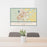 24x36 San Angelo Texas Map Print Lanscape Orientation in Woodblock Style Behind 2 Chairs Table and Potted Plant