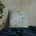 Custom San Angelo Texas Map Throw Pillow in Afternoon on Bedding Against Wall