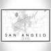San Angelo Texas Map Print Landscape Orientation in Classic Style With Shaded Background