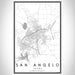San Angelo Texas Map Print Portrait Orientation in Classic Style With Shaded Background