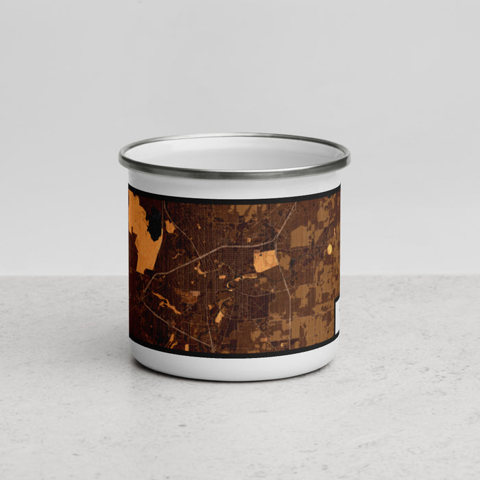 Front View Custom San Angelo Texas Map Enamel Mug in Ember