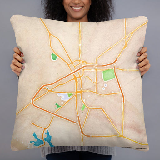 Person holding 22x22 Custom San Angelo Texas Map Throw Pillow in Watercolor