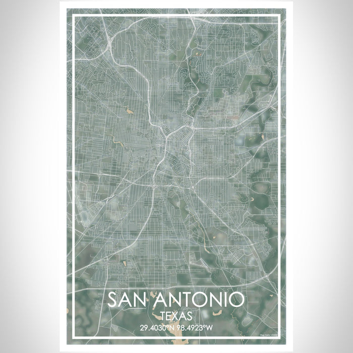 San Antonio Texas Map Print Portrait Orientation in Afternoon Style With Shaded Background
