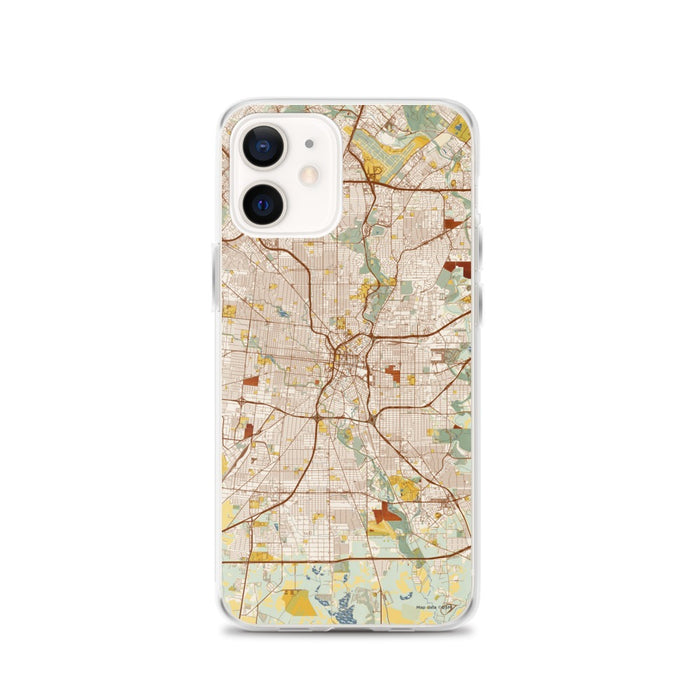 Custom San Antonio Texas Map iPhone 12 Phone Case in Woodblock
