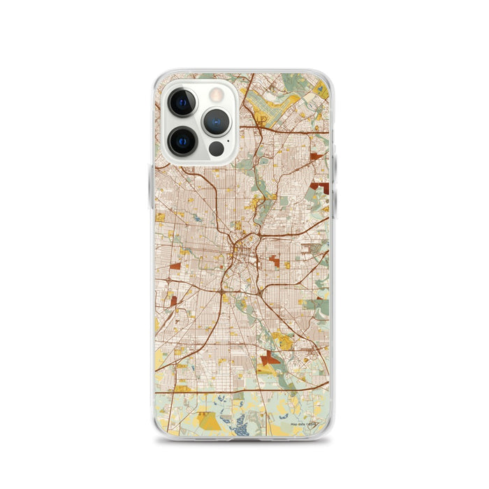Custom San Antonio Texas Map iPhone 12 Pro Phone Case in Woodblock