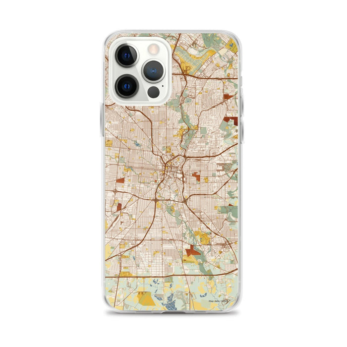 Custom San Antonio Texas Map iPhone 12 Pro Max Phone Case in Woodblock
