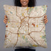 Person holding 22x22 Custom San Antonio Texas Map Throw Pillow in Woodblock