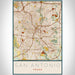 San Antonio Texas Map Print Portrait Orientation in Woodblock Style With Shaded Background