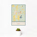 12x18 San Augustine Texas Map Print Portrait Orientation in Woodblock Style With Small Cactus Plant in White Planter