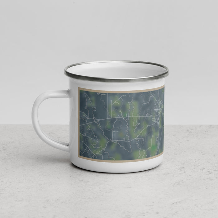 Left View Custom San Augustine Texas Map Enamel Mug in Afternoon