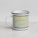 Left View Custom San Augustine Texas Map Enamel Mug in Woodblock