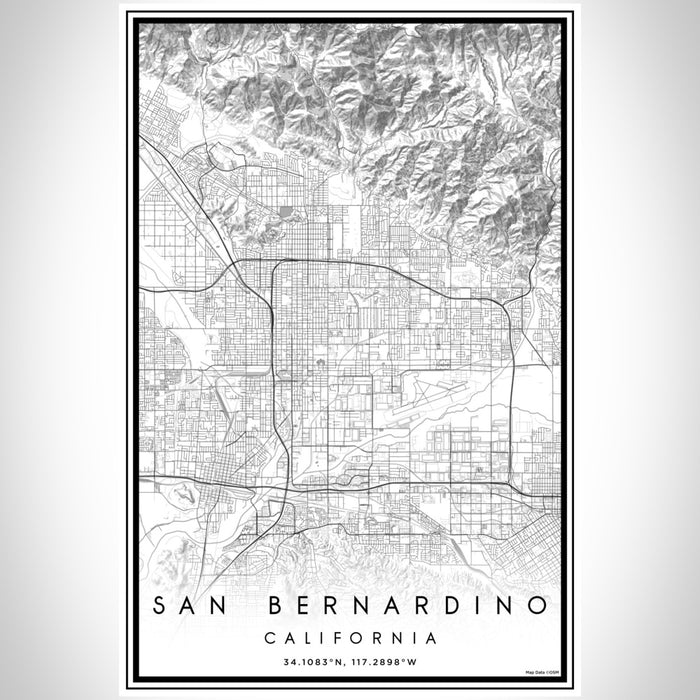 San Bernardino California Map Print Portrait Orientation in Classic Style With Shaded Background