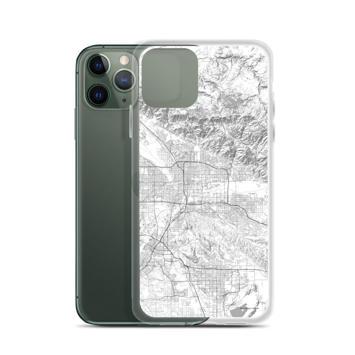 Custom San Bernardino California Map Phone Case in Classic on Table with Laptop and Plant