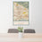 24x36 San Bernardino California Map Print Portrait Orientation in Woodblock Style Behind 2 Chairs Table and Potted Plant