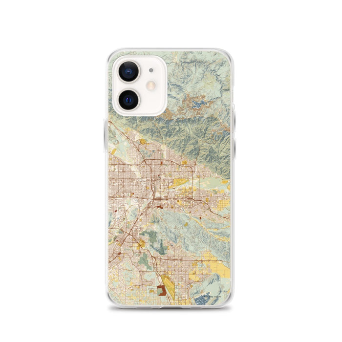 Custom San Bernardino California Map iPhone 12 Phone Case in Woodblock