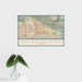 16x24 San Bernardino California Map Print Landscape Orientation in Woodblock Style With Tropical Plant Leaves in Water