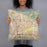Person holding 18x18 Custom San Bernardino California Map Throw Pillow in Woodblock