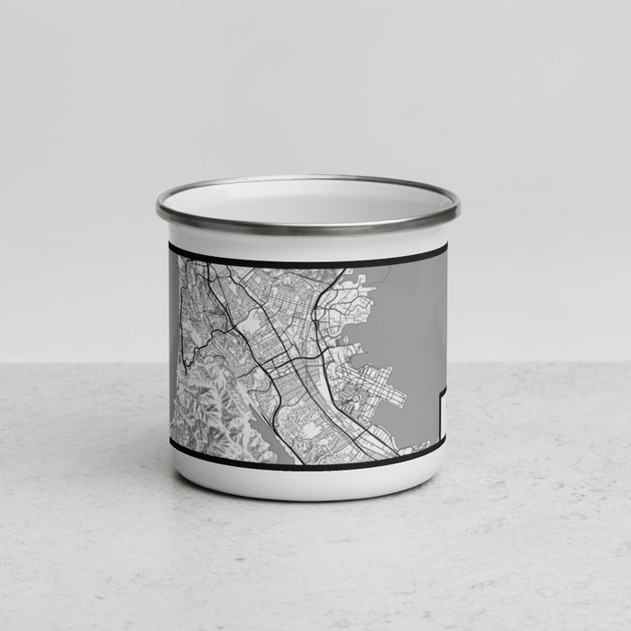 Front View Custom San Bruno California Map Enamel Mug in Classic