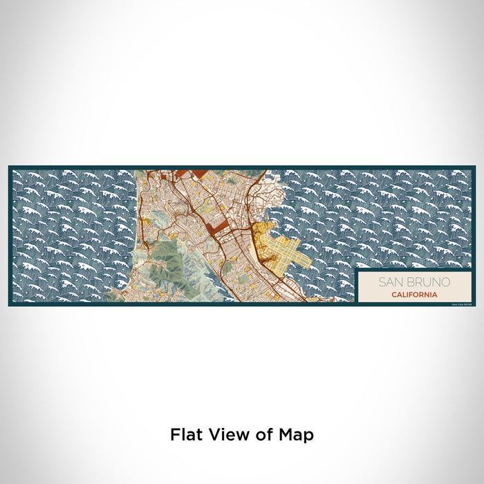 Flat View of Map Custom San Bruno California Map Enamel Mug in Woodblock