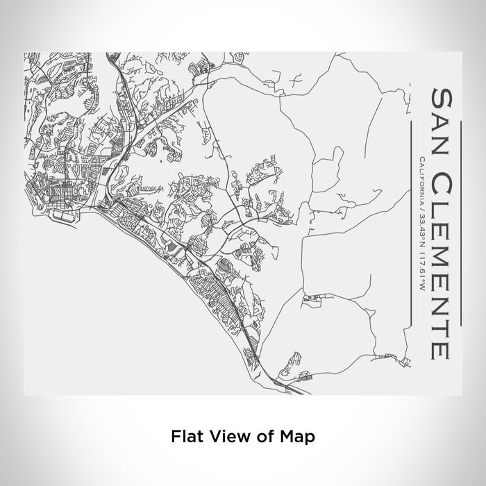 Rendered View of San Clemente California Map Engraving on 20oz Stainless Steel Insulated Bottle with Bamboo Top in White