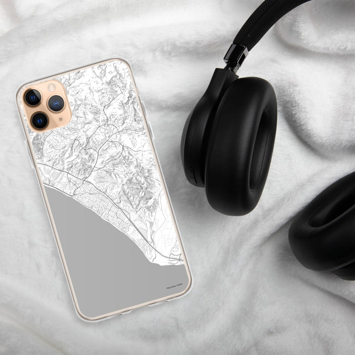 Custom San Clemente California Map Phone Case in Classic on Table with Black Headphones