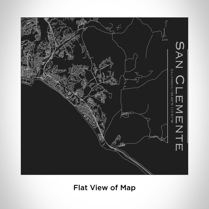 Rendered View of San Clemente California Map Engraving on 17oz Stainless Steel Insulated Tumbler in Black
