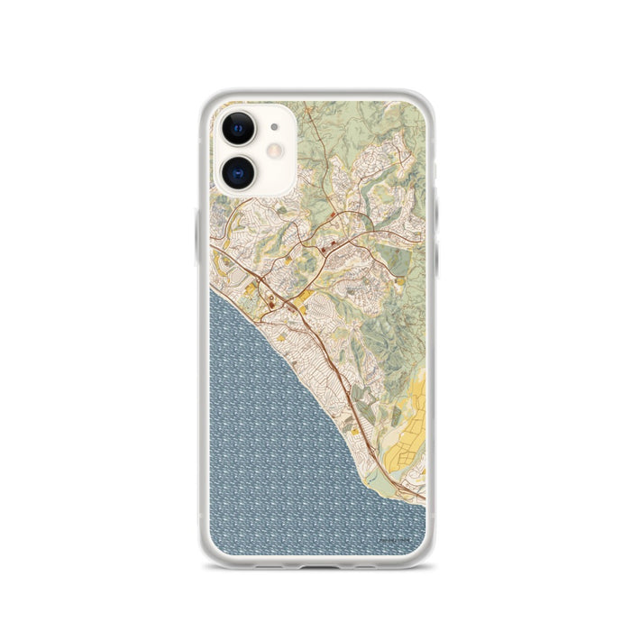Custom San Clemente California Map Phone Case in Woodblock