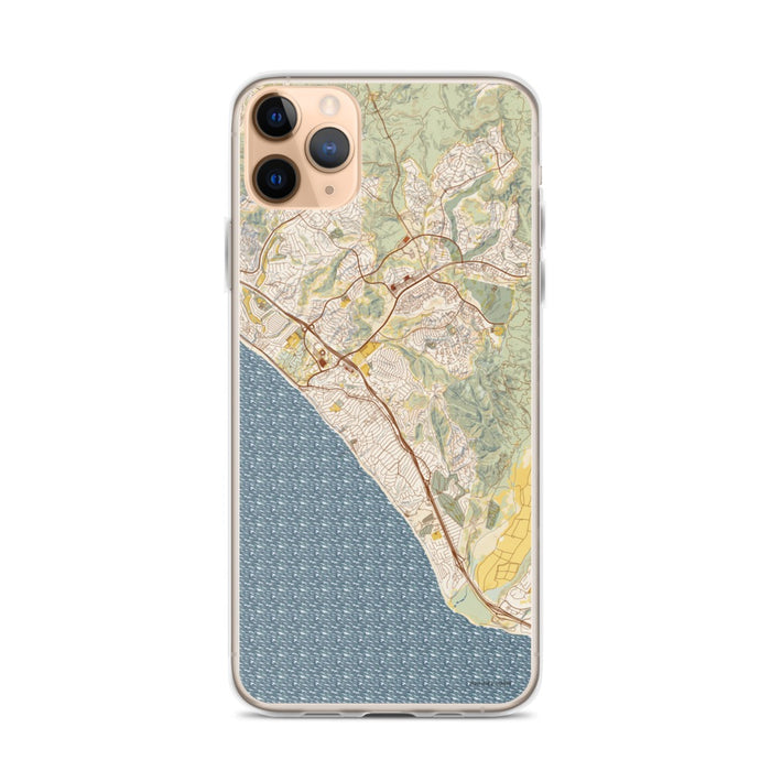 Custom San Clemente California Map Phone Case in Woodblock