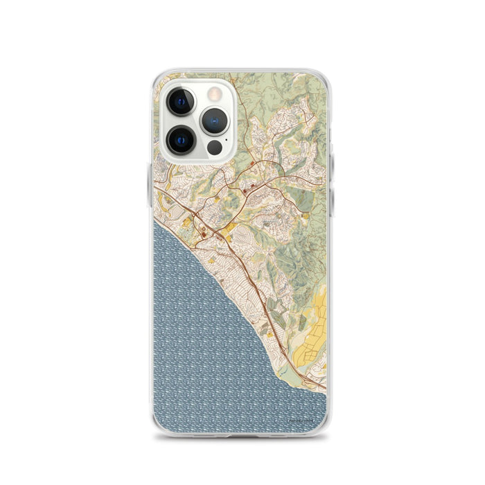 Custom San Clemente California Map iPhone 12 Pro Phone Case in Woodblock