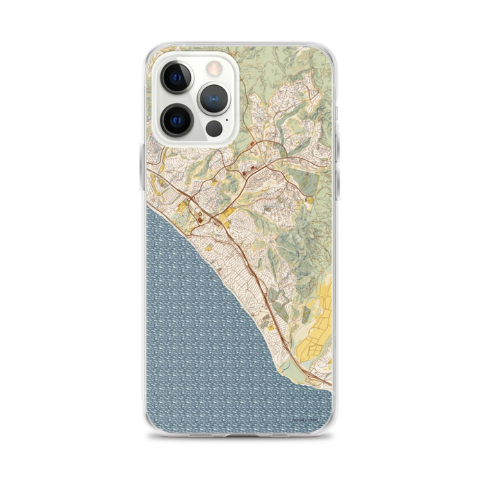 Custom San Clemente California Map iPhone 12 Pro Max Phone Case in Woodblock