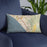Custom San Clemente California Map Throw Pillow in Woodblock on Blue Colored Chair